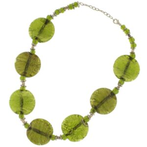 COLLANA PERLINE PIATTE IN VETRO GREEN